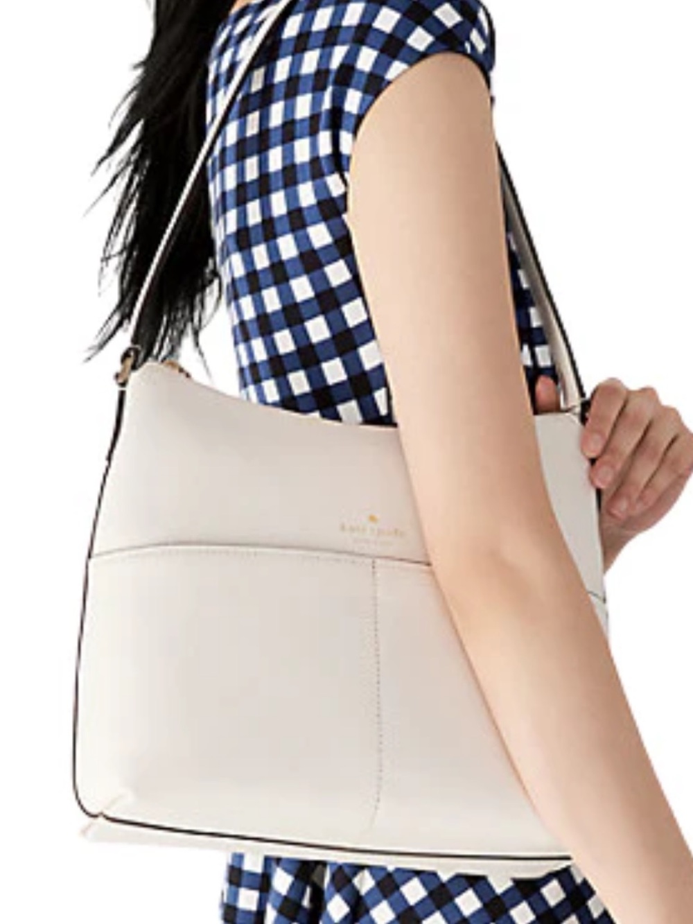 Kate Spade New York Bailey textured leather off white shoulder bag